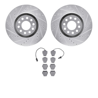 R1 Concepts® - Drilled and Slotted Front Brake Kit with Semi-Metalic Pads