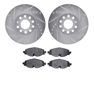R1 Concepts® - Drilled and Slotted Front Brake Kit with Semi-Metalic Pads