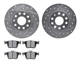 R1 Concepts® - Drilled and Slotted Rear Brake Kit with Semi-Metalic Pads