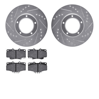R1 Concepts® - Drilled and Slotted Front Brake Kit with Semi-Metalic Pads