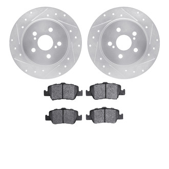 R1 Concepts® - Drilled and Slotted Rear Brake Kit with Semi-Metalic Pads