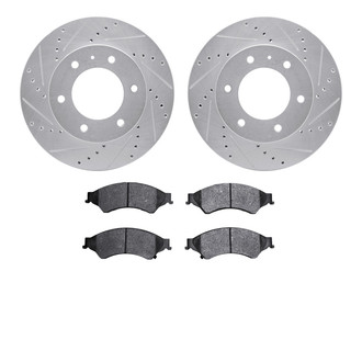 R1 Concepts® - Drilled and Slotted Front Brake Kit with Semi-Metalic Pads