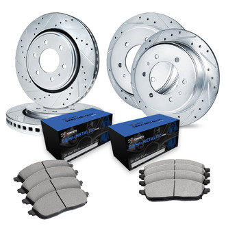 R1 Concepts® - Drilled and Slotted Brake Kit with Semi-Metalic Pads