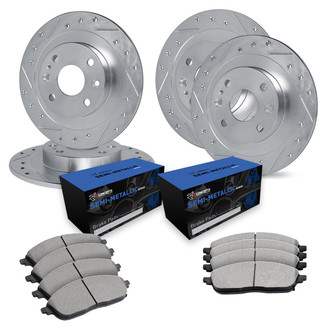 R1 Concepts® - Drilled and Slotted Brake Kit with Semi-Metalic Pads