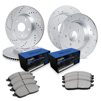 R1 Concepts® - Drilled and Slotted Brake Kit with Semi-Metalic Pads