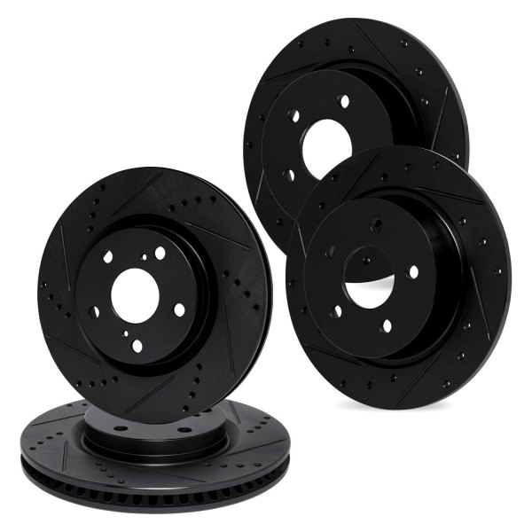 R1 Concepts® - Drilled and Slotted Front and Rear Brake Rotor Set
