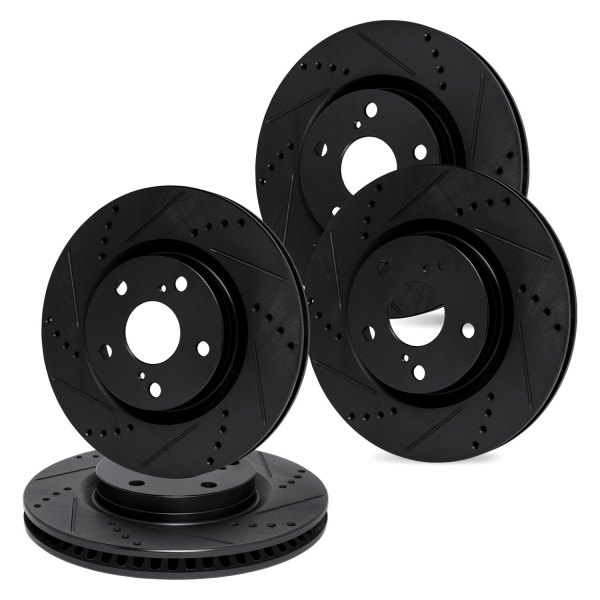 R1 Concepts® - Drilled and Slotted Front and Rear Brake Rotor Set