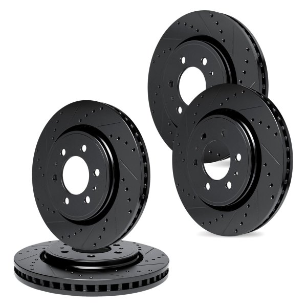 R1 Concepts® - Drilled and Slotted Front and Rear Brake Rotor Set