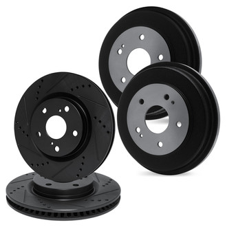 R1 Concepts® - Drilled and Slotted Front and Rear Brake Rotor Set