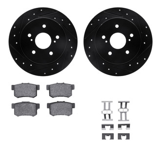 R1 Concepts® - Drilled and Slotted Rear Brake Kit with Performance Sport Pads