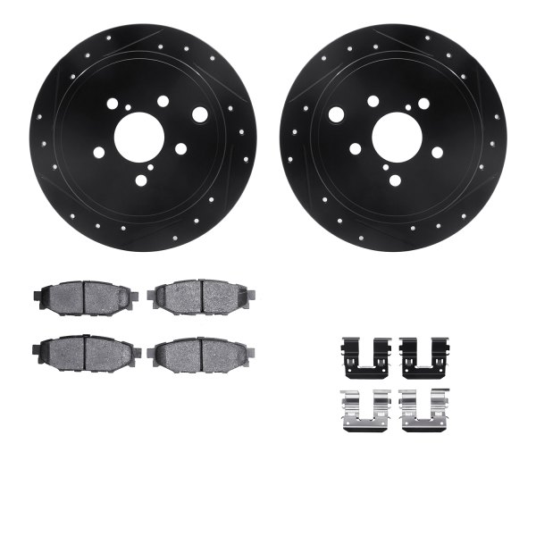  R1 Concepts® - Drilled and Slotted Rear Brake Kit with Performance Sport Pads