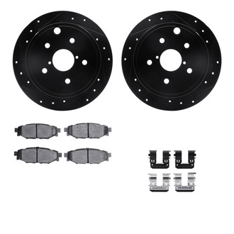 R1 Concepts® - Drilled and Slotted Rear Brake Kit with Performance Sport Pads