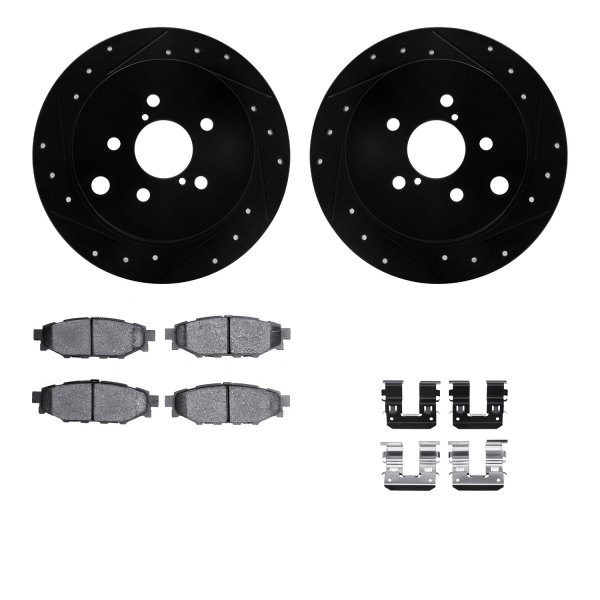  R1 Concepts® - Drilled and Slotted Rear Brake Kit with Performance Sport Pads