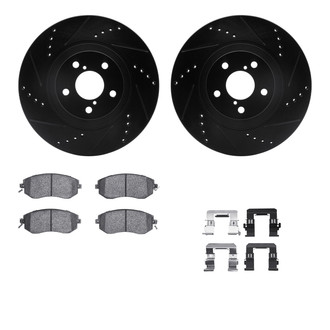 R1 Concepts® - Drilled and Slotted Front Brake Kit with Performance Sport Pads