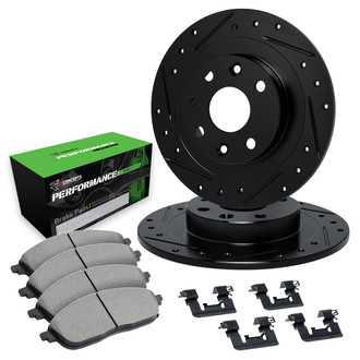 R1 Concepts® - Drilled and Slotted Rear Brake Kit with Performance Sport Pads