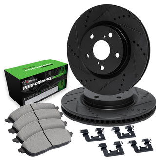 R1 Concepts® - Drilled and Slotted Front Brake Kit with Performance Sport Pads