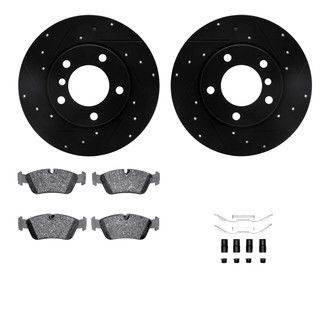 R1 Concepts® - Drilled and Slotted Front Brake Kit with Performance Sport Pads