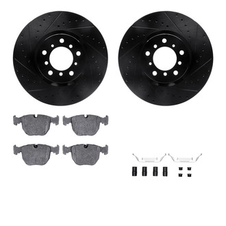 R1 Concepts® - Drilled and Slotted Front Brake Kit with Performance Sport Pads