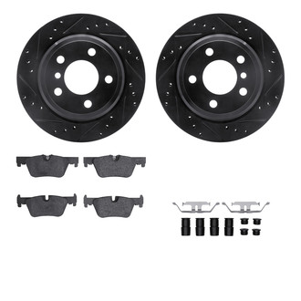 R1 Concepts® - Drilled and Slotted Rear Brake Kit with Performance Sport Pads