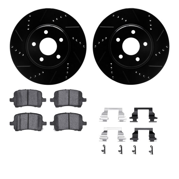  R1 Concepts® - Drilled and Slotted Front Brake Kit with Performance Sport Pads