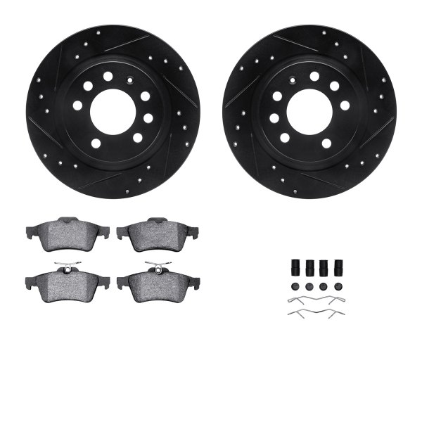  R1 Concepts® - Drilled and Slotted Rear Brake Kit with Performance Sport Pads