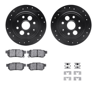 R1 Concepts® - Drilled and Slotted Rear Brake Kit with Performance Sport Pads