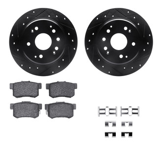 R1 Concepts® - Drilled and Slotted Rear Brake Kit with Performance Sport Pads