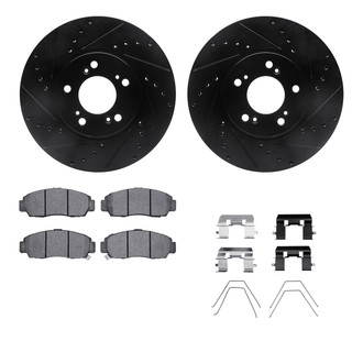 R1 Concepts® - Drilled and Slotted Front Brake Kit with Performance Sport Pads