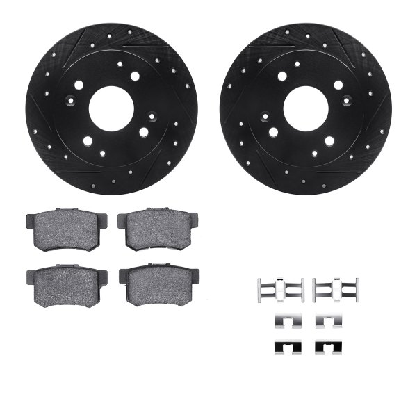  R1 Concepts® - Drilled and Slotted Rear Brake Kit with Performance Sport Pads