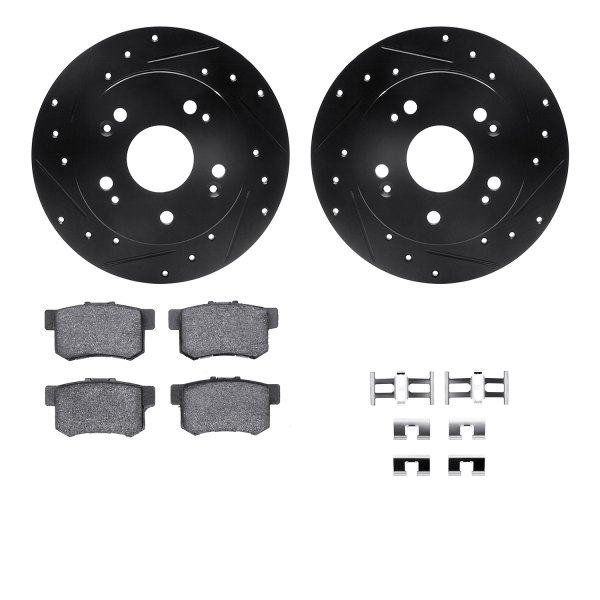  R1 Concepts® - Drilled and Slotted Rear Brake Kit with Performance Sport Pads