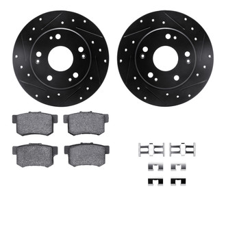 R1 Concepts® - Drilled and Slotted Rear Brake Kit with Performance Sport Pads