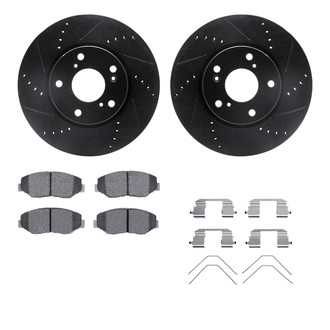 R1 Concepts® - Drilled and Slotted Front Brake Kit with Performance Sport Pads