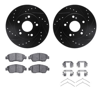 R1 Concepts® - Drilled and Slotted Front Brake Kit with Performance Sport Pads