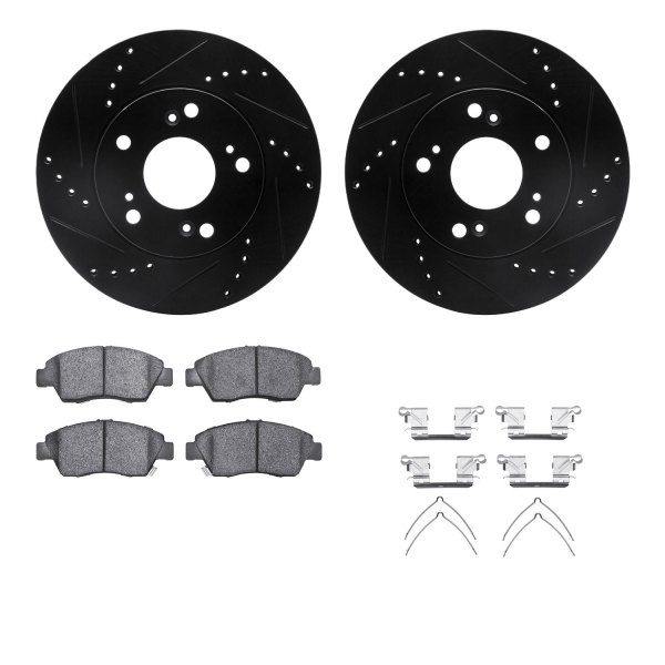  R1 Concepts® - Drilled and Slotted Front Brake Kit with Performance Sport Pads