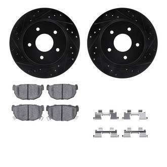 R1 Concepts® - Drilled and Slotted Rear Brake Kit with Performance Sport Pads