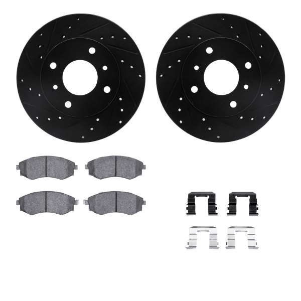  R1 Concepts® - Drilled and Slotted Front Brake Kit with Performance Sport Pads