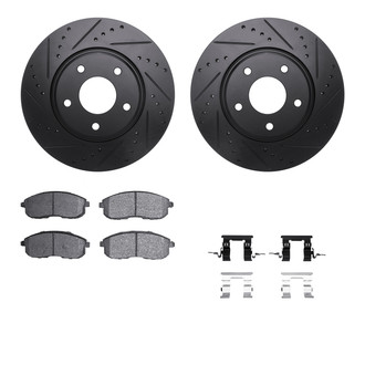 R1 Concepts® - Drilled and Slotted Front Brake Kit with Performance Sport Pads