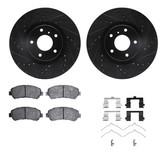 R1 Concepts® - Drilled and Slotted Front Brake Kit with Performance Sport Pads