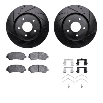 R1 Concepts® - Drilled and Slotted Front Brake Kit with Performance Sport Pads