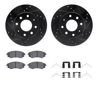 R1 Concepts® - Drilled and Slotted Front Brake Kit with Performance Sport Pads