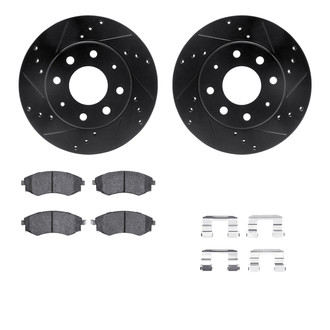 R1 Concepts® - Drilled and Slotted Front Brake Kit with Performance Sport Pads
