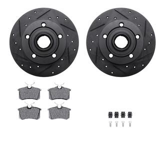 R1 Concepts® - Drilled and Slotted Rear Brake Kit with Performance Sport Pads