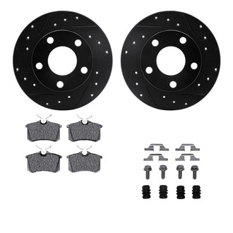 R1 Concepts® - Drilled and Slotted Rear Brake Kit with Performance Sport Pads