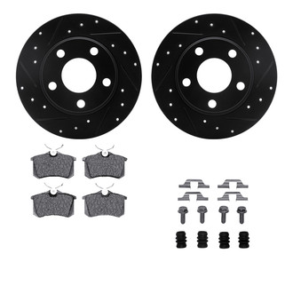 R1 Concepts® - Drilled and Slotted Rear Brake Kit with Performance Sport Pads