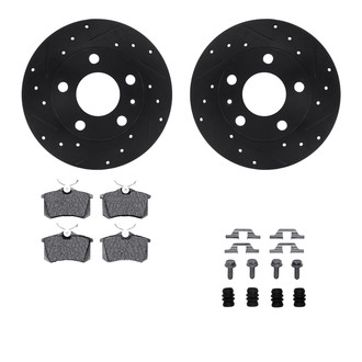 R1 Concepts® - Drilled and Slotted Rear Brake Kit with Performance Sport Pads