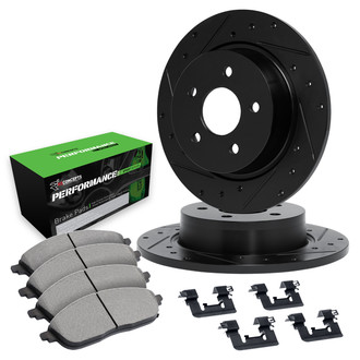 R1 Concepts® - Drilled and Slotted Rear Brake Kit with Performance Sport Pads