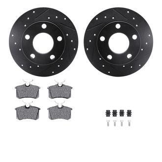 R1 Concepts® - Drilled and Slotted Rear Brake Kit with Performance Sport Pads