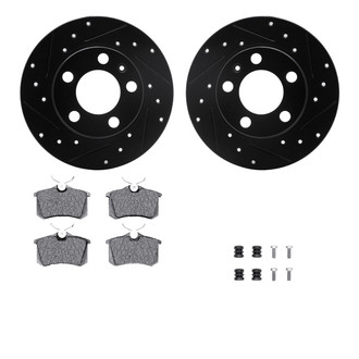 R1 Concepts® - Drilled and Slotted Rear Brake Kit with Performance Sport Pads