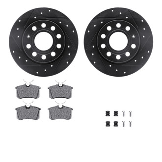 R1 Concepts® - Drilled and Slotted Rear Brake Kit with Performance Sport Pads