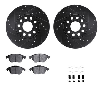 R1 Concepts® - Drilled and Slotted Front Brake Kit with Performance Sport Pads